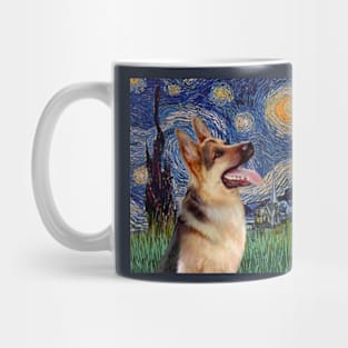 Starry Night by Van Gogh Adapted to Include a German Shepherd Mug